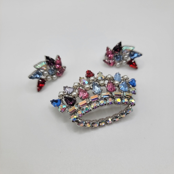 B. David Crown Mother Brooch & Earring Ser Vintage - Picture 3 of 4